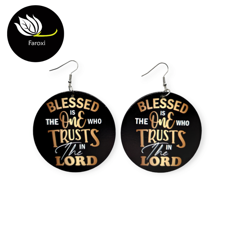 Ronde Oorbellen Blessed is the One - Zwart/Goud/Wit - 15140