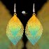 Earrings Leaf Shape - Orange Multi-Colored - 15141