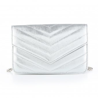 Party tasje met visgraatpatroon - Zilver - 15150