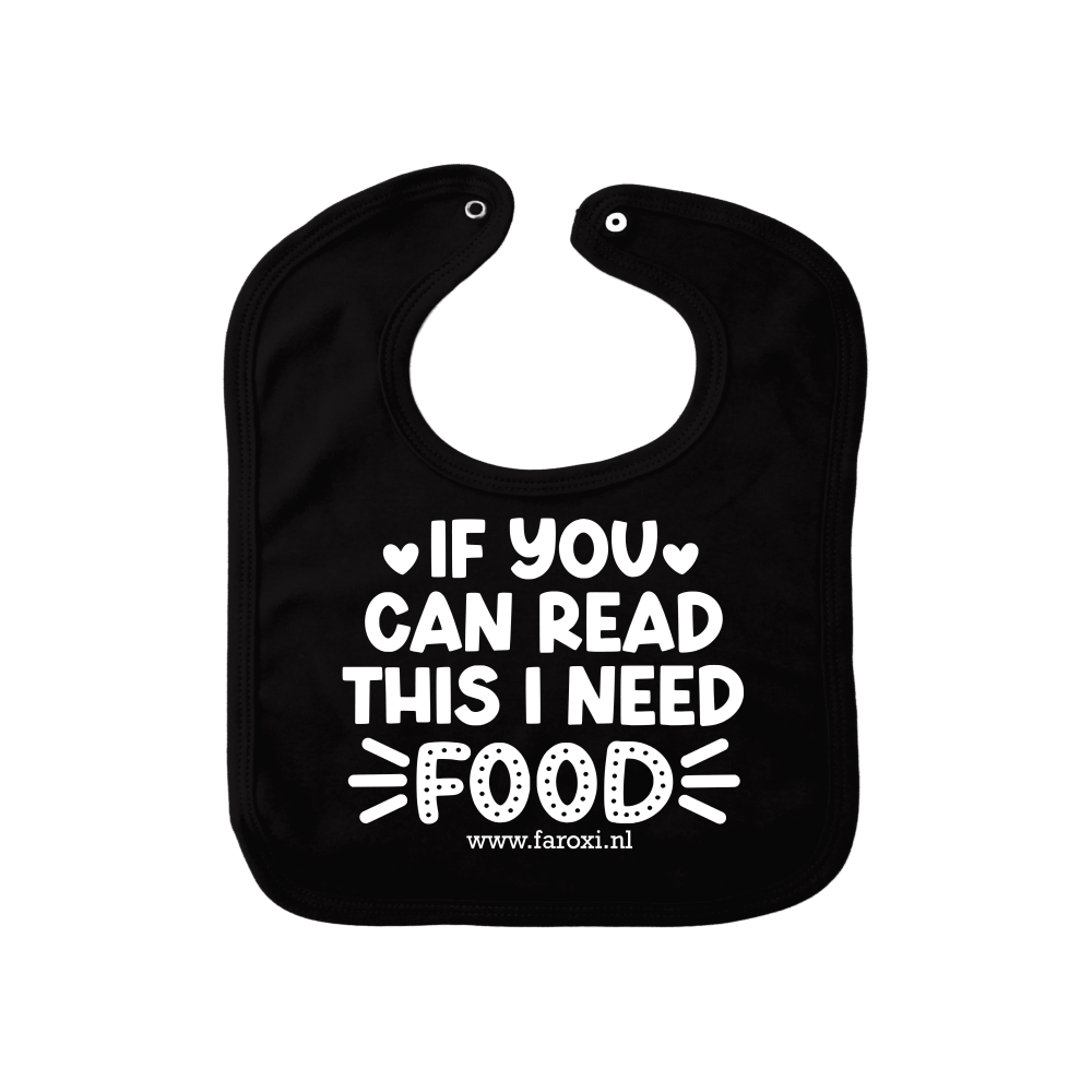 Baby slabbetje met tekst ' If You Can Read This I Need Food ' - 15164