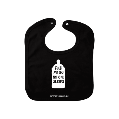 Baby slabbetje met tekst ' Feed me or no one Sleeps ' - 15165 Baby slabbetje met tekst ' Feed me or no one Sleeps ' - 15165