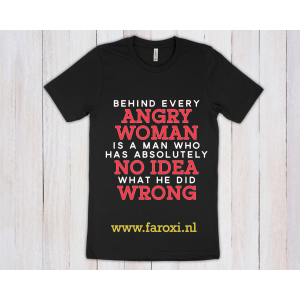 T-shirt Zwart - Angry Woman - 15175