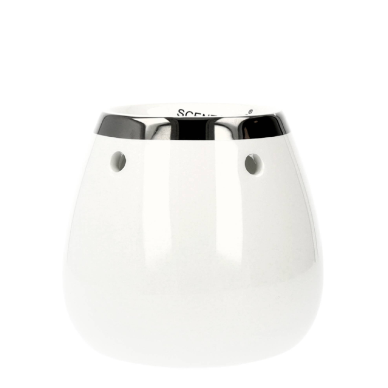 Witte Geur-Waxbrander - zilveren rand - 15160