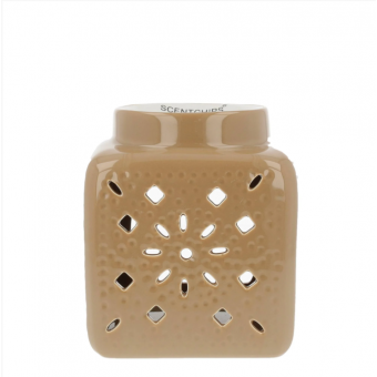 Vierkante Bruine Geur-Waxbrander - Bloemmotief - 15158