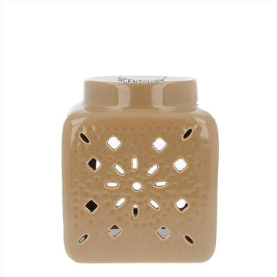 Vierkante Bruine Geur-Waxbrander - Bloemmotief - 15158 Vierkante Bruine Geur-Waxbrander - Bloemmotief - 15158