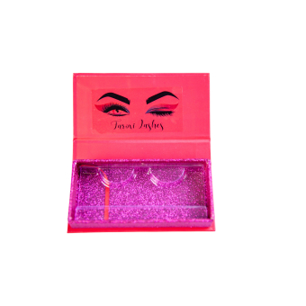 Caja para guardar pestañas - Rojo-rosa con estampado - 15236