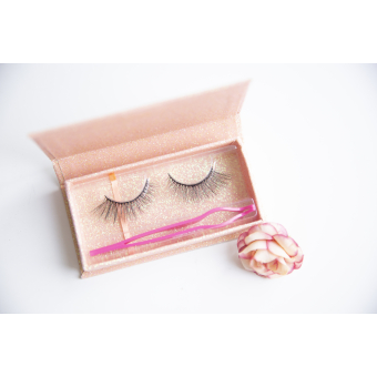 Eyelash storage box - Light pink glitter - 15240