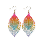 Pendientes Forma Hoja - Multicolor Rosa - 15252