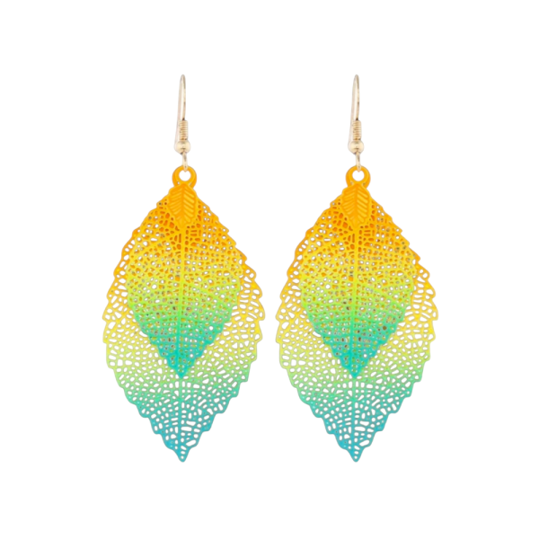 Pendientes Forma Hoja - Multicolor Naranja 