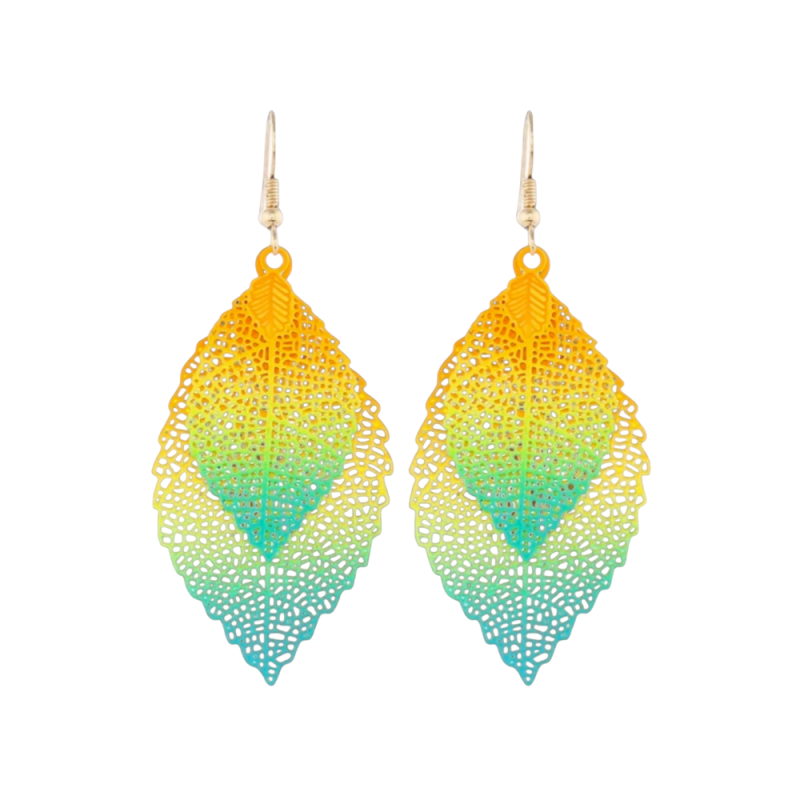 Oorbellen Bladvorm - Oranje meerkleurig 