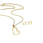 Stainless steel Gold-colored jewelry set with heart - 15155